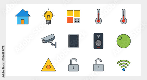 Smart Home Icons Set: Security, Comfort, Connectivity, and Control
