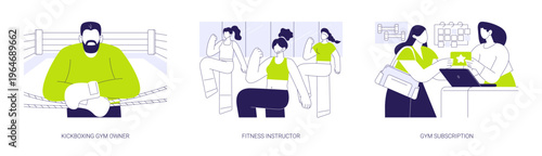 Gym owner isolated cartoon vector illustrations se