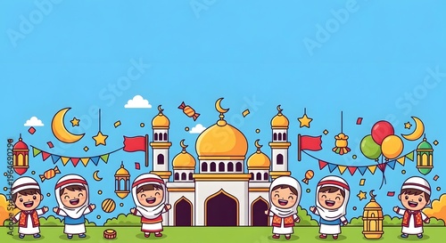 Joyful Islamic Eid celebration