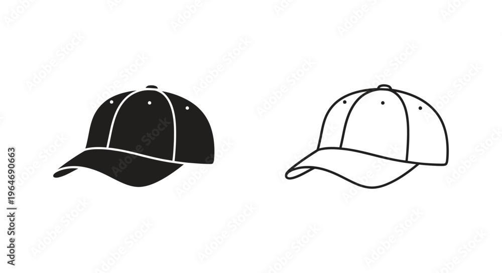 Fototapeta premium Black and white baseball caps Vector
