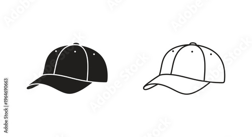 Black and white baseball caps Vector