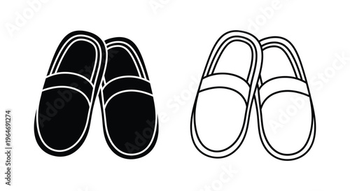 Black and white slippers Vector