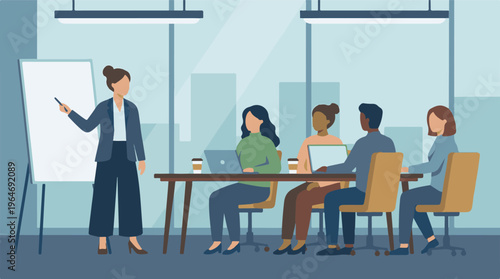 Diverse business team having a presentation in a modern office meeting room