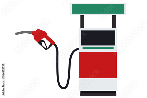 ガソリンスタンドの給油機とノズル 燃料供給設備のフラットイラスト