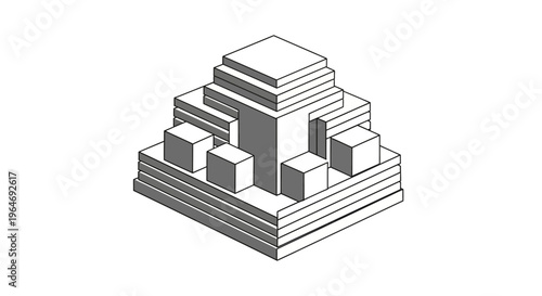 Stack of blocks and boxes structure.