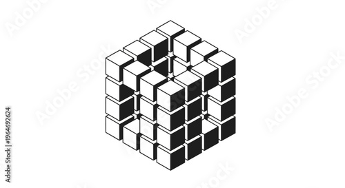 Black and white Rubiks Cube puzzle.