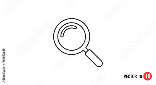 Magnifying glass icon line art.