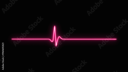 Canvastavla Vibrant pink neon glowing heartbeat line or electrocardiogram pulse wave, repres