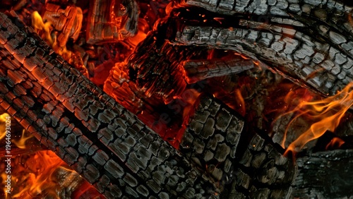 Fotografía Super Slow Motion of Hot Embers with Flying Sparks