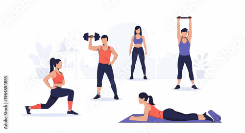 Diverse Group Fitness - Strength, Flexibility, and Cardio Exercises.