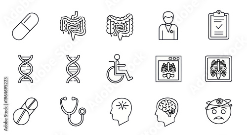 Medical Icons Set: Health, Science, and Healthcare Symbols