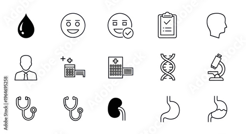 Medical Icons Set: Health, Science, and Human Anatomy Graphics