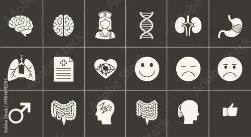 Medical Icons Set: Health, Science, and Human Body Concepts