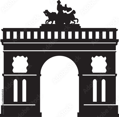 Triumphal arch silhouette with chariot sculpture monument landmark architecture icon