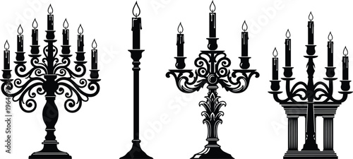 Elegant ornate candelabras with lit candles showcasing intricate craftsmanship, decorative artistry, vintage candle holders, classical design, luxury home  antique lighting inspiration for interior 