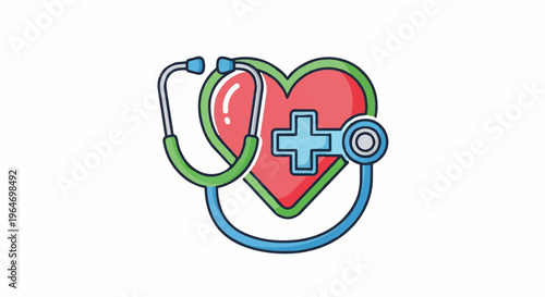 Medical Heart and Stethoscope Illustration for Healthcare Concepts.