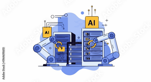 AI-Powered Server Infrastructure with Robotic Automation for Data Management.