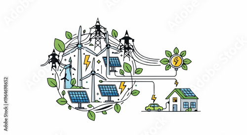 Renewable Energy Sources - Wind Turbines, Solar Panels, and Sustainable Living.