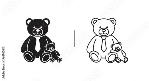 Cute teddy bear illustrations with little cubs Vector