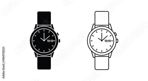 Black and white watches side by side comparison Vector