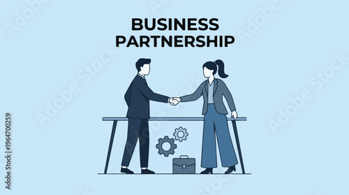 Business Partnership Agreement with Handshake and Corporate Symbols
