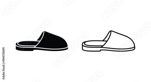 Black and white slipper icons Vector
