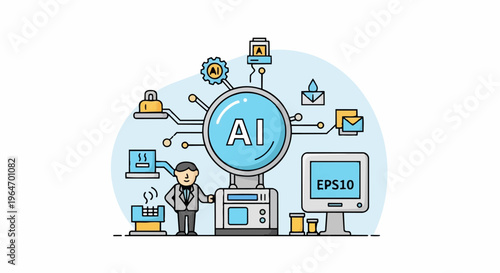 AI-Powered Business Solutions - Man Leveraging Artificial Intelligence for Enhanced Productivity.