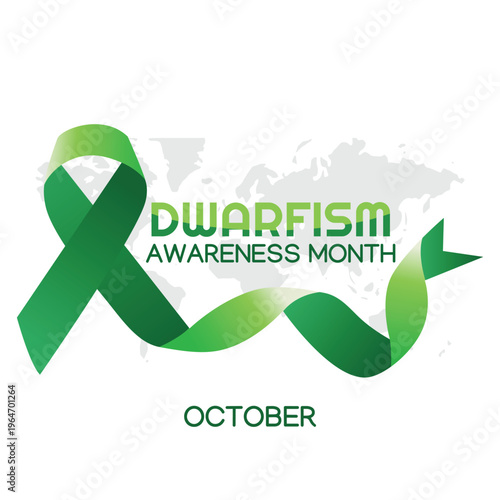 Dwarfism awareness month october green ribbon symbol