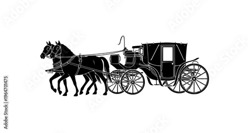 Horse-Drawn Carriage Icon Vector Illustration