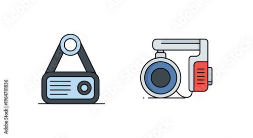 Flat Design Icons: Projector and Video Camera, Vector Illustration