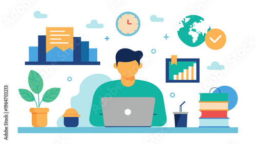 Professional analyzing data and planning with digital tools Vector