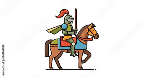 Knight on horseback vector illustration depicting medieval theme