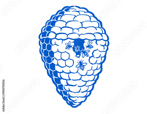 Blue beehive, honey drip, apiary, beekeeping, natural, sweet, nature, vector, graphic, logo, icon, vintage, rustic, food, health, design element.	