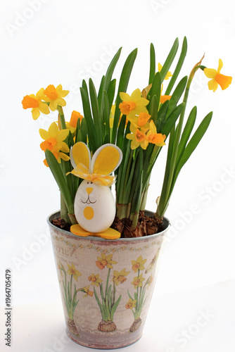 un œuf de Pâques au milieu des jonquilles