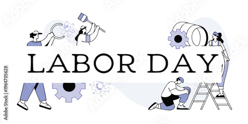 Labor Day celebration with workers and tools illustration graphic