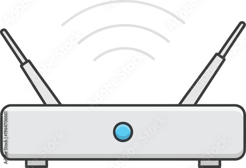 A wifi router with dual antennas on a transparent background