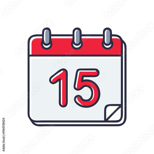 Red Desk Calendar 15 Icon for Scheduling and Appointment Reminder for Autumn Sales
