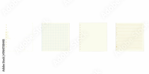 Four different styles of blank lined and gridded paper inserts