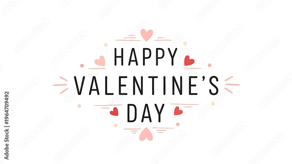 Fototapeta premium Happy Valentine's Day greeting with hearts isolated on transparent background