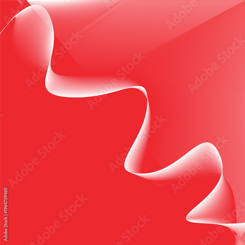 Abstract Red Background with Dynamic White Guilloche Wave Patterns and Fluid Lines 