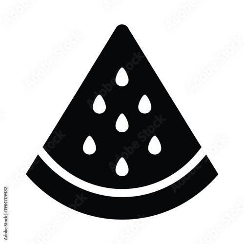 A black and white icon of a slice of watermelon