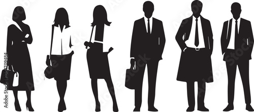 Business people silhouettes vector set male and female professionals.