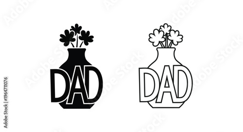 Dad father's day vase flowers Vector