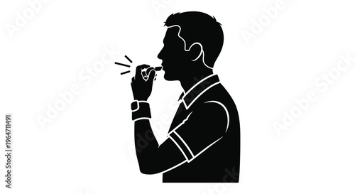 A striking black silhouette depicts a man smoking a pipe showcasing a classic minimalist aesthetic silhouette high quality professional detailed modern