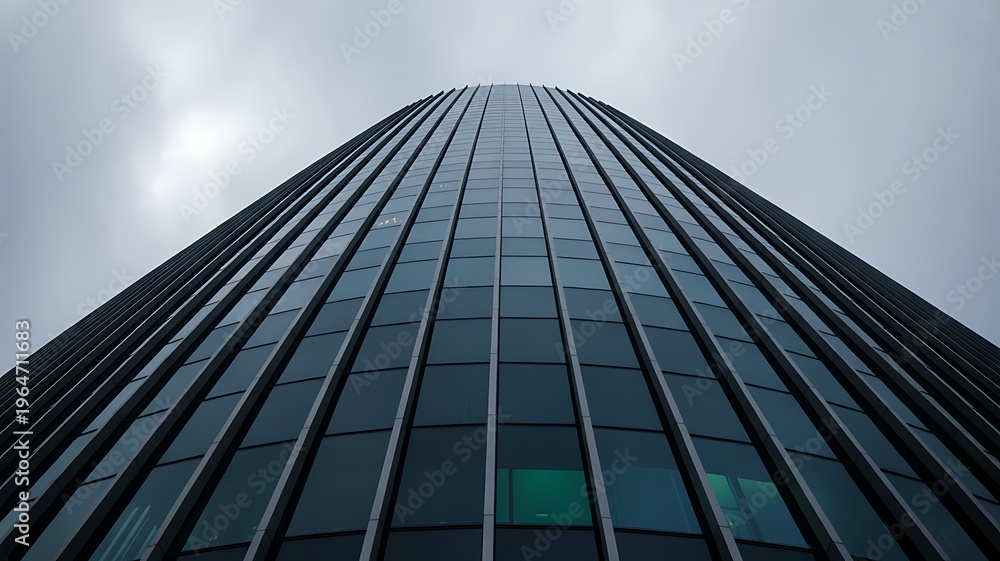 Fototapeta premium A tall skyscraper building with a cloudy sky background