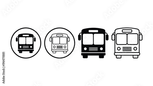 Four keywords: black and white bus in a row on a white background transport vehicle transportation public
