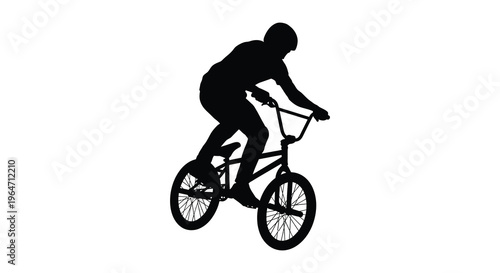 A dynamic black silhouette of a bmx rider performing a trick mid air showcasing athletic prowess silhouette high quality professional detailed modern