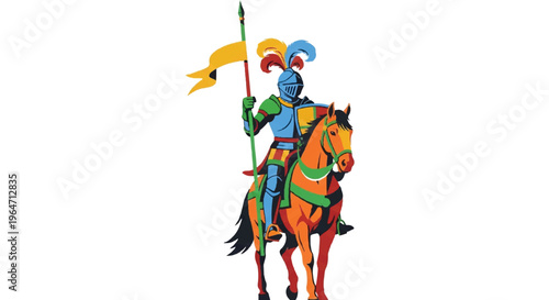 Knight on horseback with banner illustration
