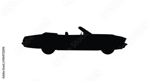 A striking black silhouette of a classic convertible car showcasing its elegant form and design silhouette high quality professional detailed modern