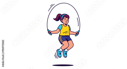 A cheerful young girl joyfully jumps rope in a dynamic pose outlined in a striking silhouette high quality professional detailed modern